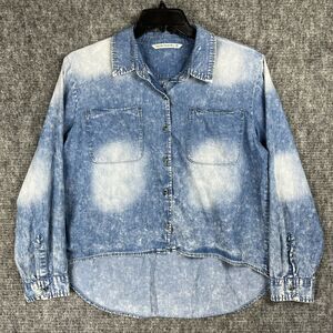 Hippie Laundry Shirt Womens XL Chambray Casual Blue Cotton‎ Button Down Longtail